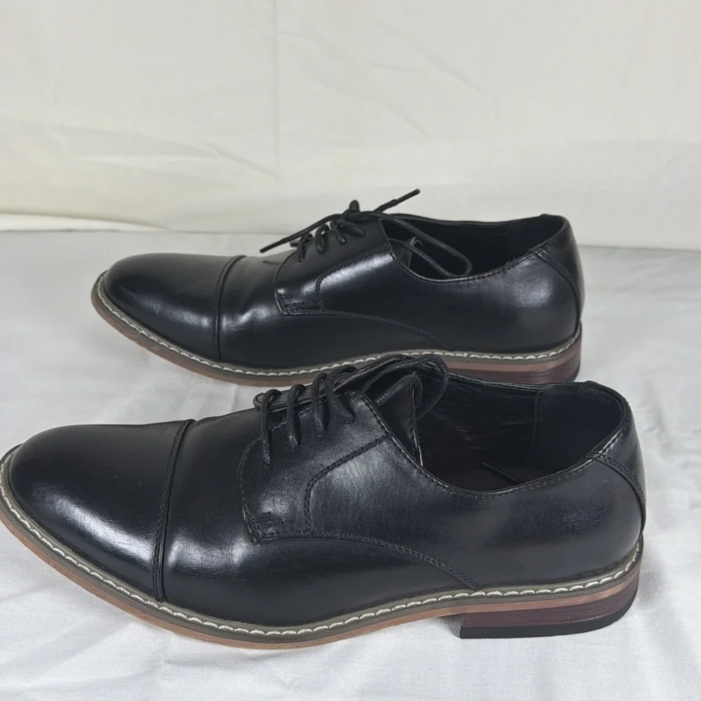 Vostey Men's Wingtip Brogue Oxford Dress Shoes Black Lace-Up Size 8 Classic